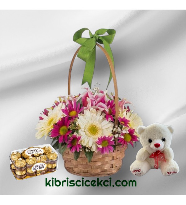 Sepette Karışık Çiçek Ayıcık 16'lı Ferrero Çikolata